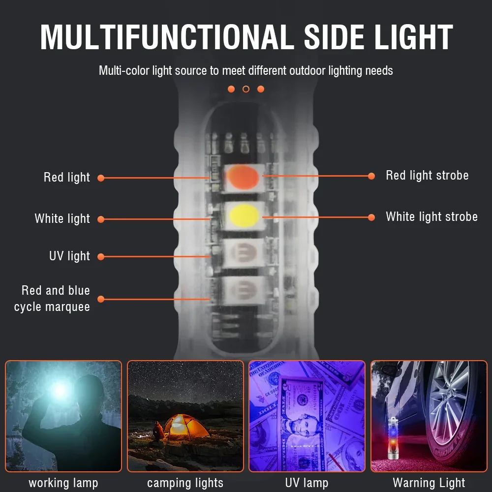BORUiT MY22 220LM Keychain UV EDC LED Flashlight Type-C Rechargeable Torch Work Light Waterproof Camping Pocket Lantern