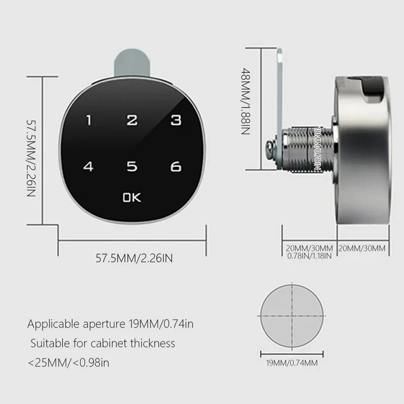 Keyless Cabinet Lock Combination Lock Code-Enabled Smart Cabinet Lock Sensitive Touch Safe Household Cabinet Password