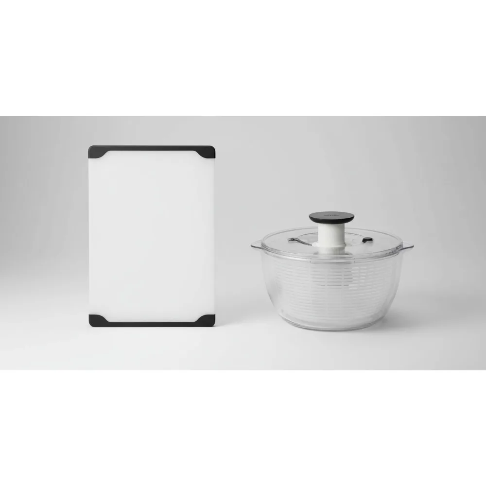 

Большая пластиковая разделочная доска для резьбы и набор спинщиков для салата длиной 6,22 Qt — нескользящие кухонные принадлежности для домашнего ухода