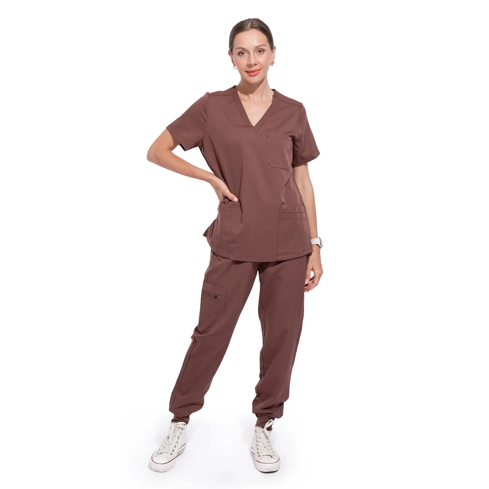 V-Neck Women Nurse Uniform Suit Women Medical Scrubs Top and Pants