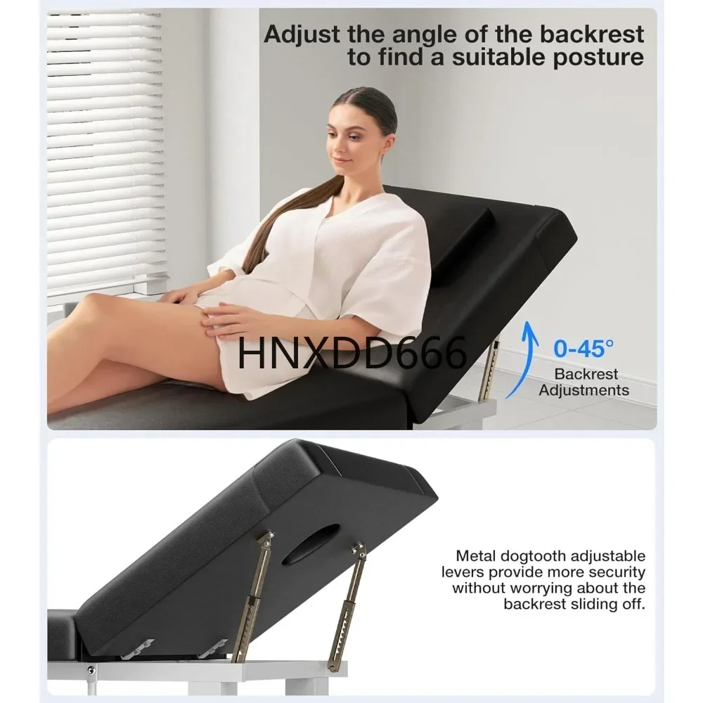 Wide Massage Table with Adjustable Backrest, Physical Therapy Table for Home, Stationary Exercise Table for Treatment, Salon