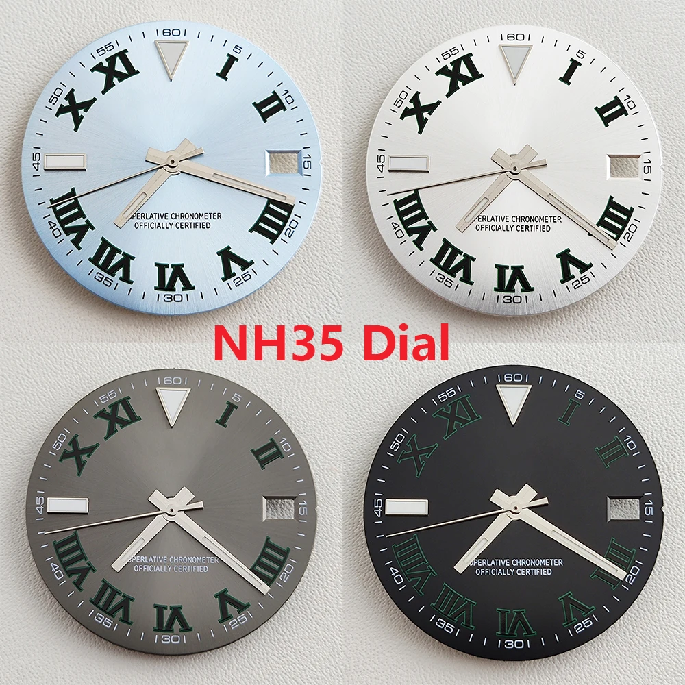 

28.5mm NH35 dial Watch dial Roman dial Ice blue luminous dial Suitable for NH35/36 movement watch accessories Watch repair tool