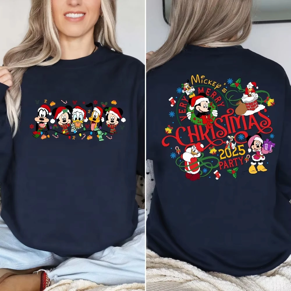 ديزني 2026 جديد حار عيد الميلاد الجولة الرقبة البلوز الفتيان الفتيات الخريف الشتاء الأسرة الوالدين ملابس أطفال النساء المتضخم فضفاض #4