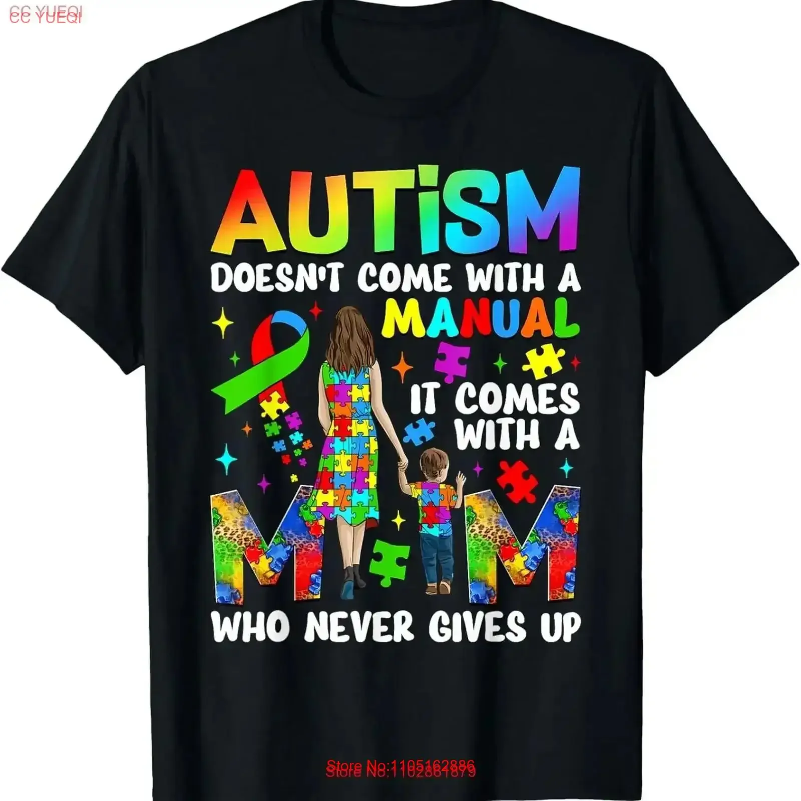 

Autism Awareness 2025 Doesn't Come With A Manual Mom T Shirt S 5XL vintage Washed Stylish streetwear Breathable Soft homme