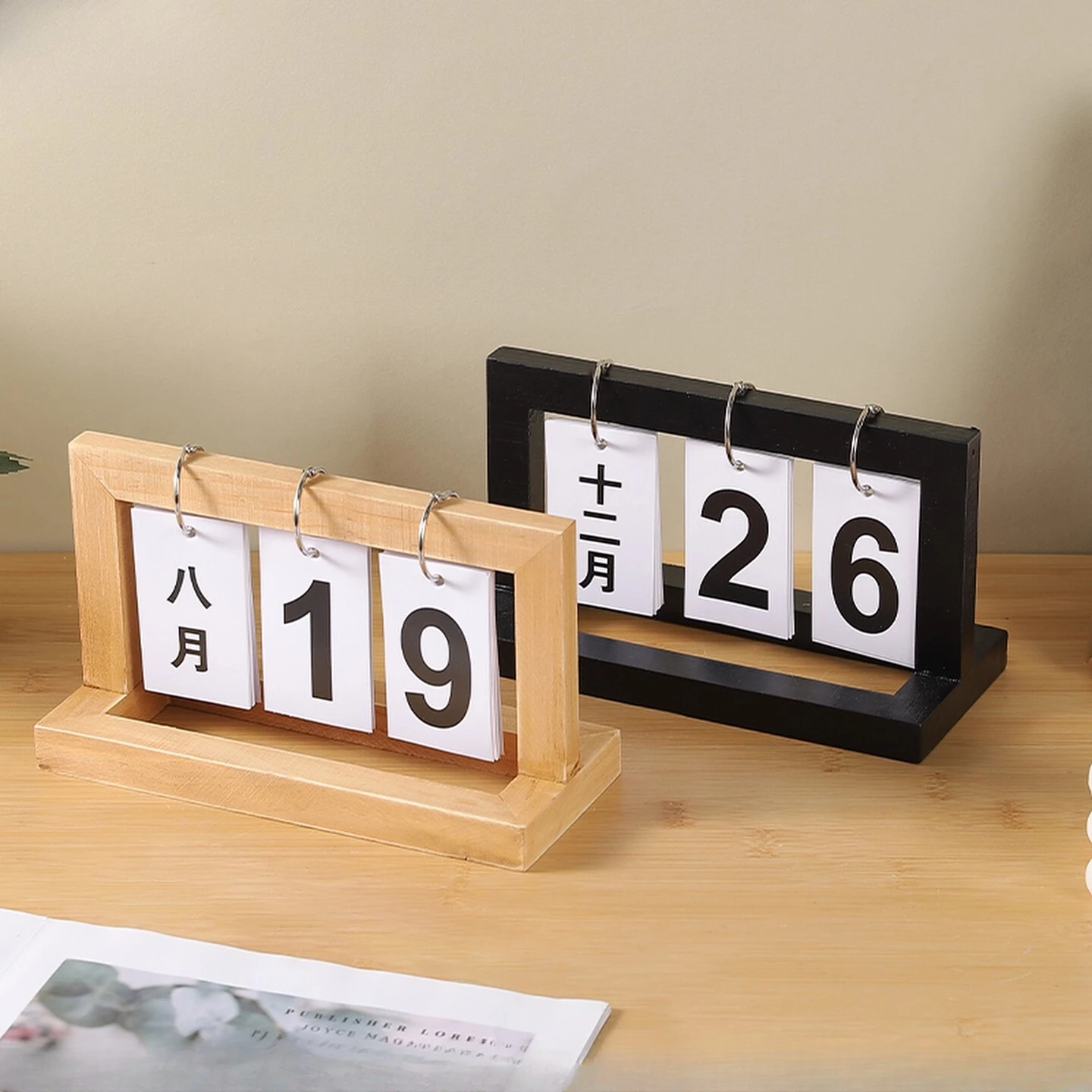 Simple creative desk calendar flip small ornament dining table perpetual home living room desktop photo decoration props