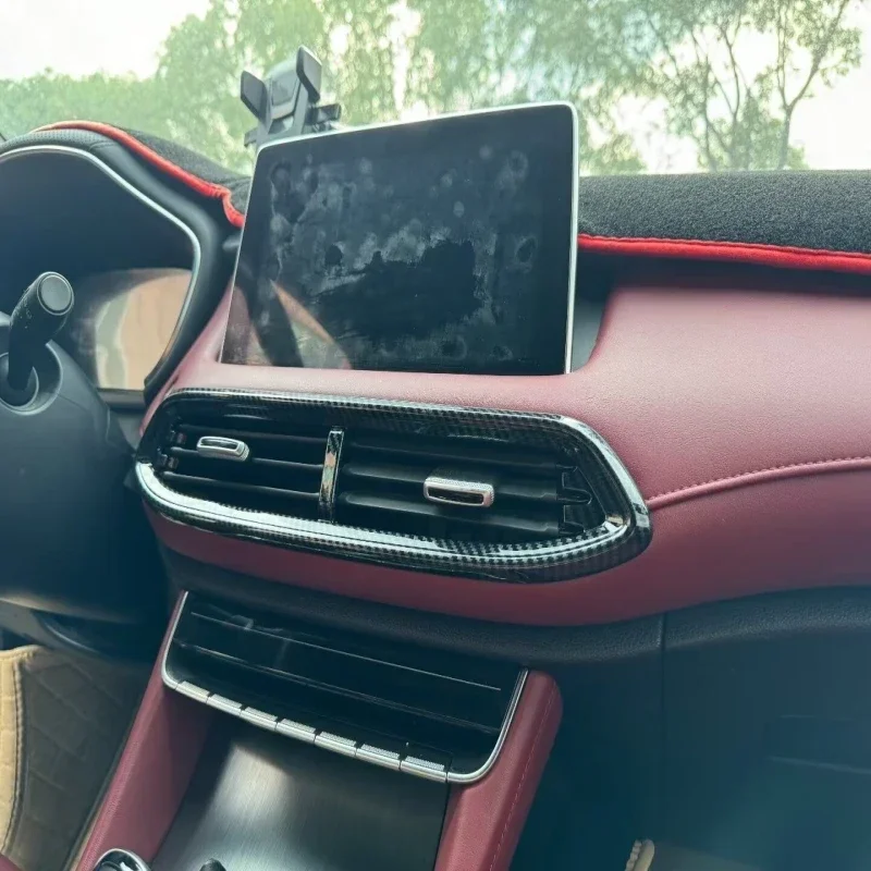 LHD RHD For MG HS 2018-2023 ABS carbonfiber Car Center Console Air Condition Outlet middle AC Vent Frame Cover Trim Accessories