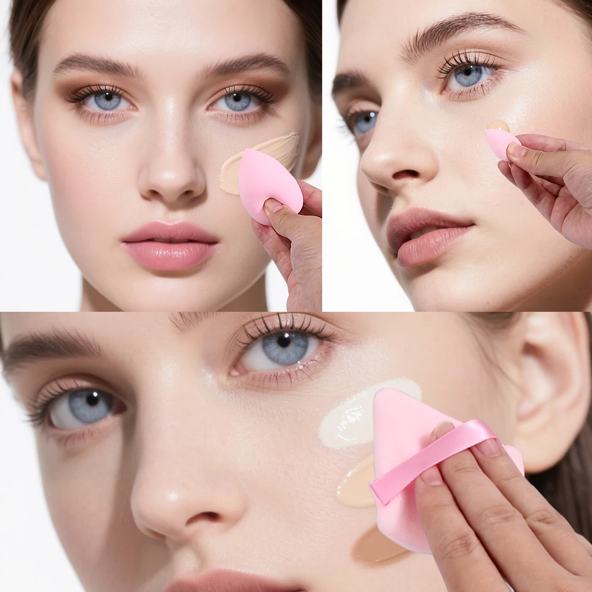 6-delige make-upsponsset, geschikt voor vloeibare BB-crèmepoedertoepassing, make-up ei droog nat poederdons voor tweeërlei gebruik