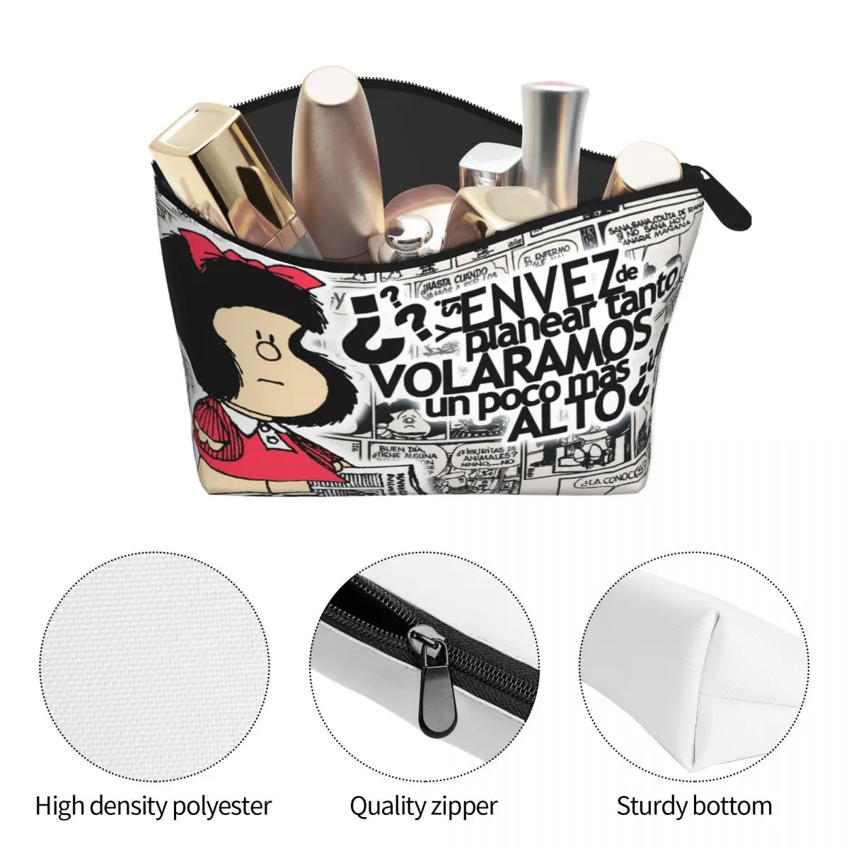 Travel Mafalda Cartoon Toiletry Bag Kawaii Anime Cosmetic Makeup Organizer for Women Beauty Storage Dopp Kit Case