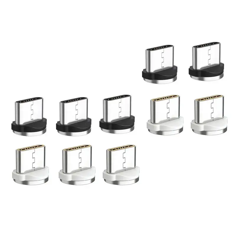 10Pcs Type C Magnetic Charging Head 2.4A Fast Charge Data Transmission Replacement Aluminum Alloy Connector