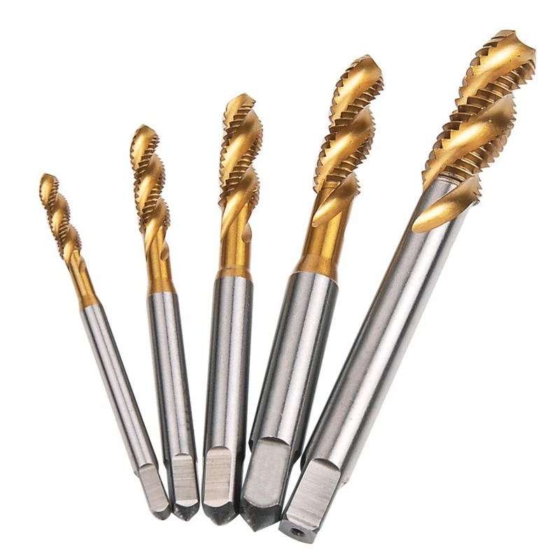 Spiral Pointed Taps Tapping Thread Forming Tap Hss 5Pc Metric Spiral Fluted Machine Screw Tap M3 M4 M5 M6 M8