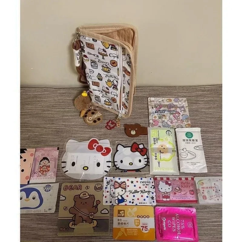 Sanrio Hello kitty Storage Bag Kawaii Hand Account Bag Portable Zipper Coin Purse Travel Passport Cover Credit ID Card Wallet