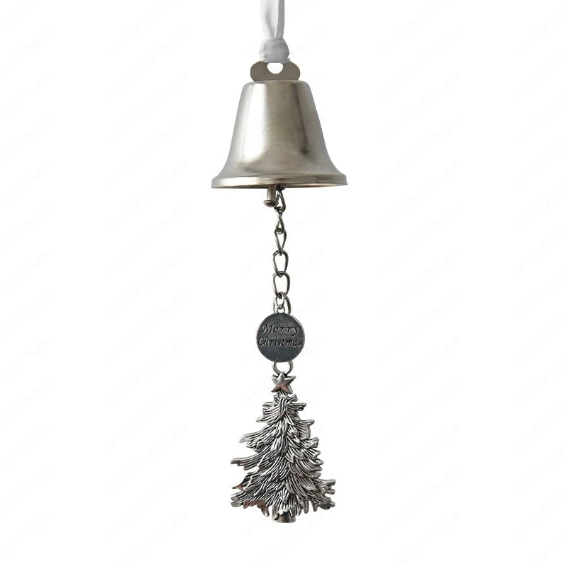 Christmas wrought iron retro bell pendant Christmas snowflake deer head ringing bell Christmas tree DIY ornament