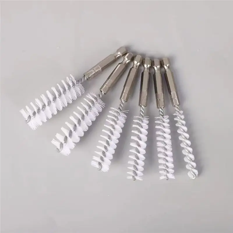 SDFC-6PCS Nylon Deburring Pipe Brushes With Hex Rod For Drill, 8-19Mm Cleaning Wire Brush Set 1/4 Inch