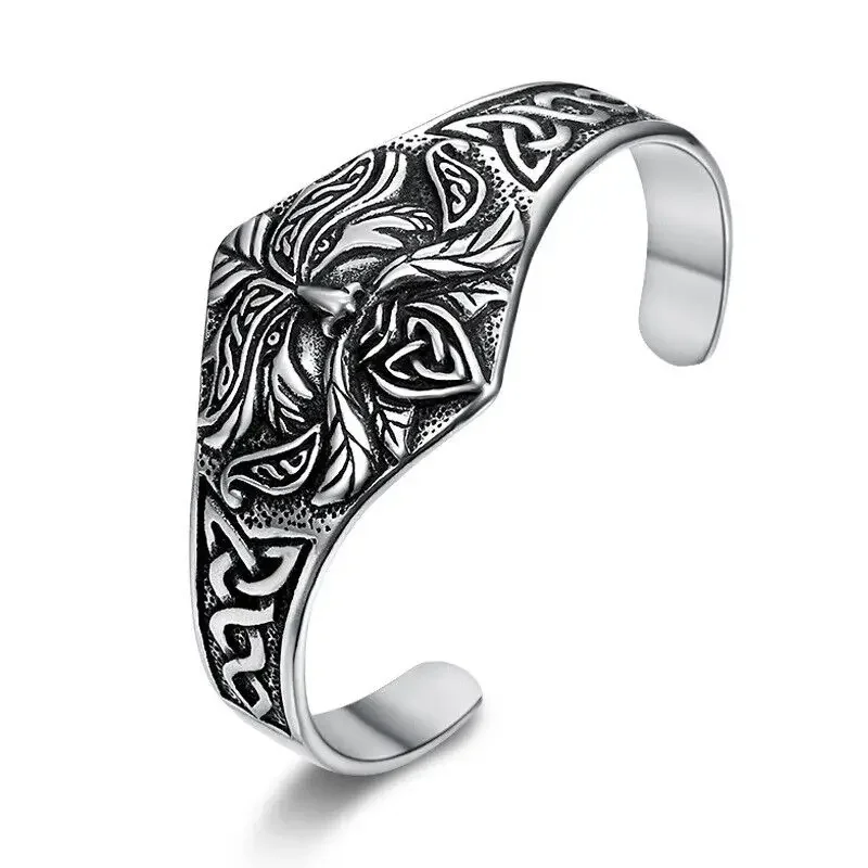 

CHUANGCHENG Vintage 8 Inch Mens Stainless Steel Ancient Norse Viking Cuff Bracelet Bangle Jewelry Accessories