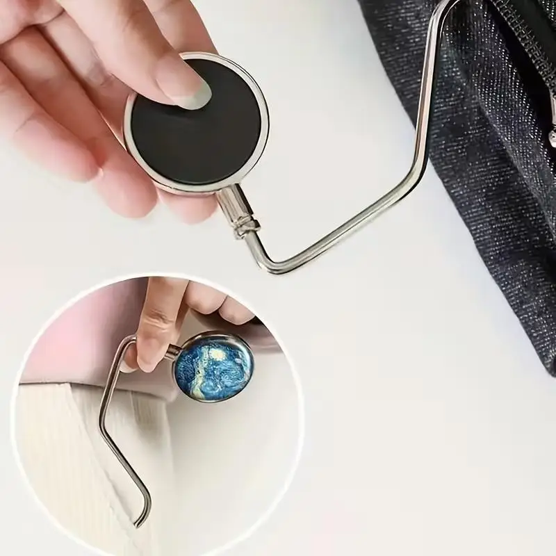 2pcs Portable Folding Desk Hook – Stainless Steel, for Schoolbag & Home Decor, Unisex Gift All Seasons