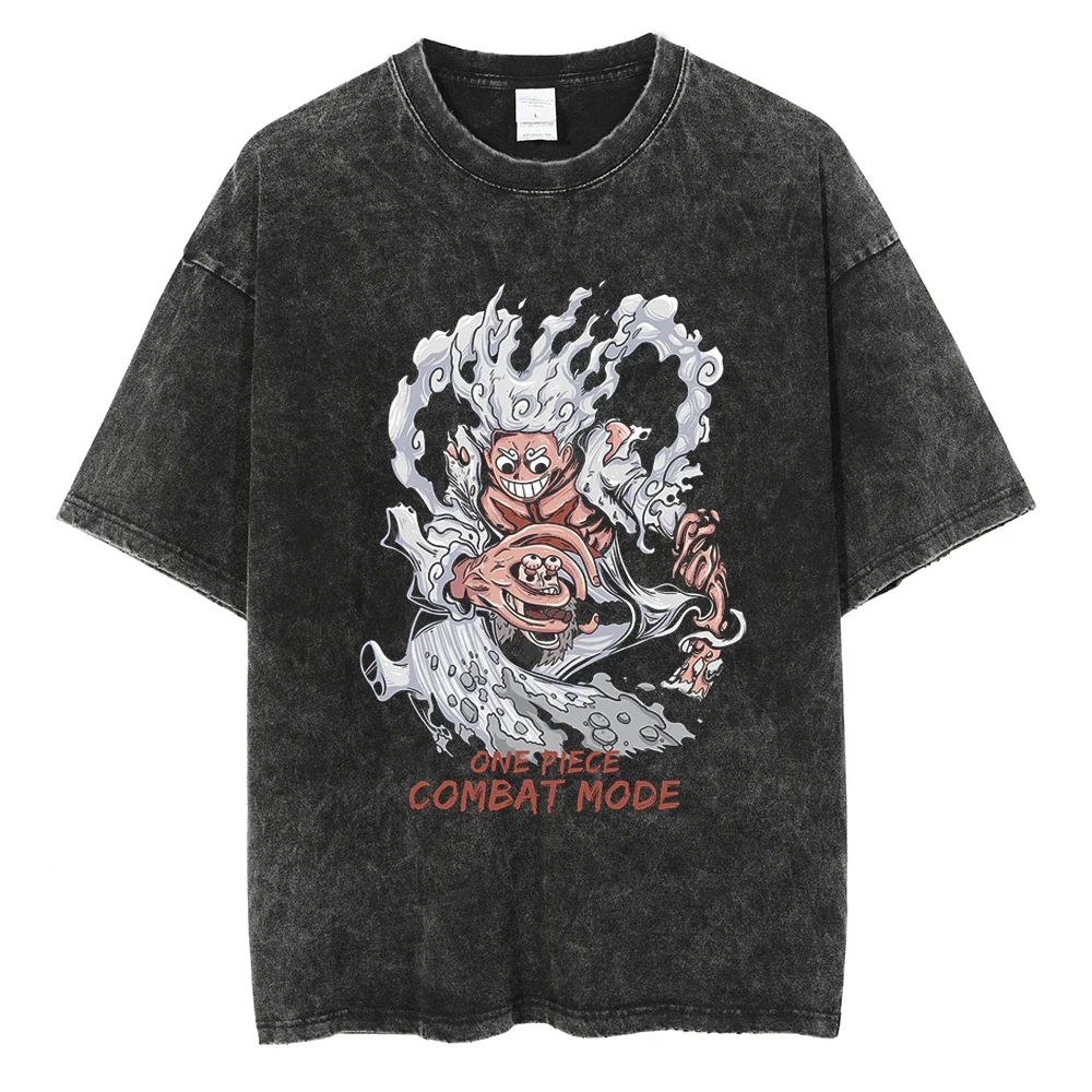 

Men T-Shirt Hip Hop Streetwear ONE PIECE Anime Printed Vintage T Shirt Harajuku Cotton Casual Tshirt Summer Short Sleeve Tops