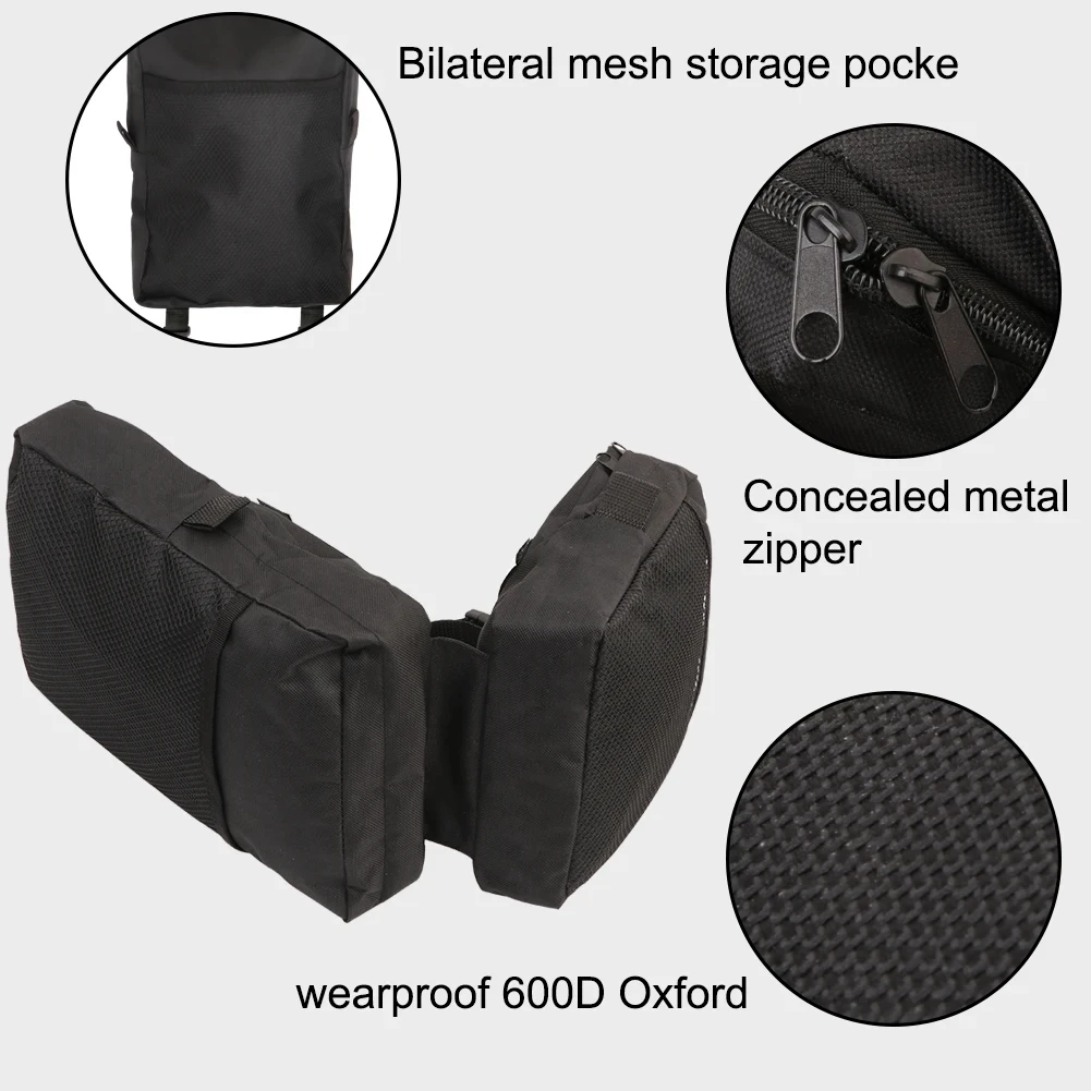 Alforja negra para motocicleta, bolsas de guardabarros ATV, bolsas de sillín de tanque ATV, almacenamiento de carga, bolsa de caza, bolsa de tanque, 1 par