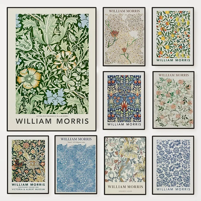 Modern William Morris Garden Flower Poster Vintage Botanical Floral Art Nouveau Canvas Painting Wall Art Living Room Home Decor