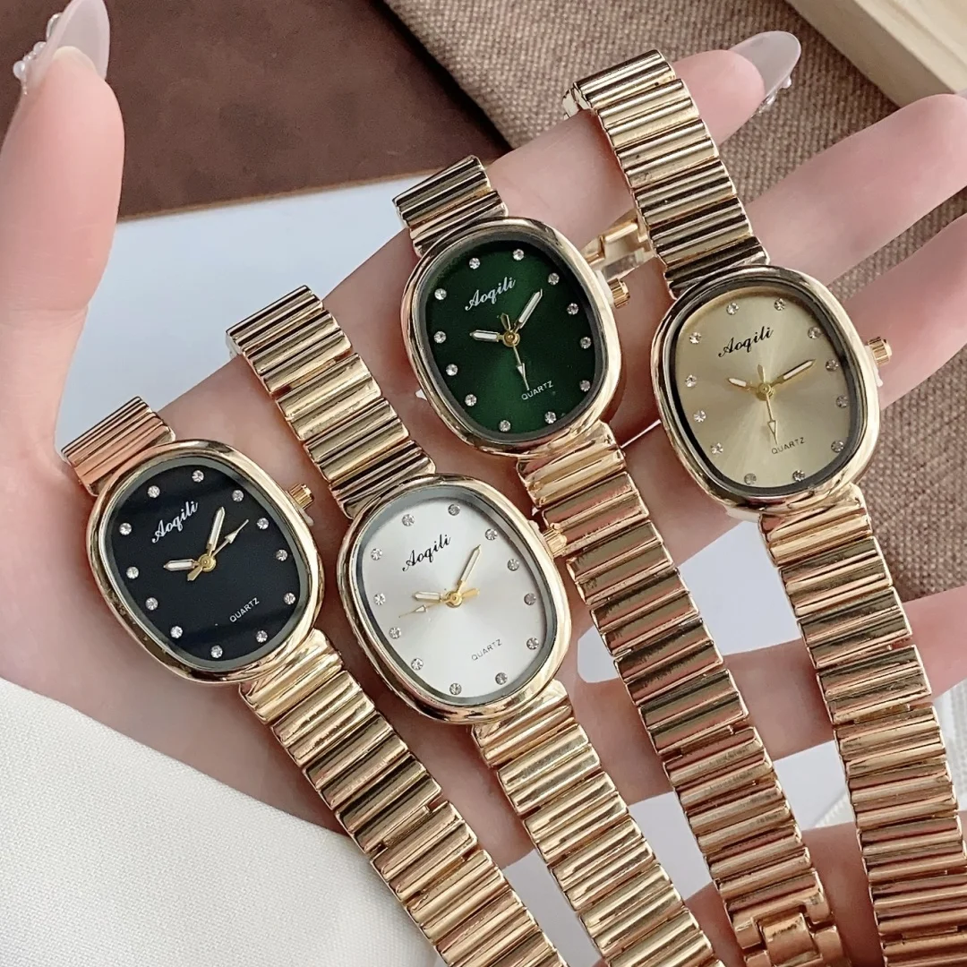 Oval Dial Women Watch Stainless Steel Strap Luxury Ladies Quartz Wristwatches Dropshipping Female Clock Relojes Para Mujer