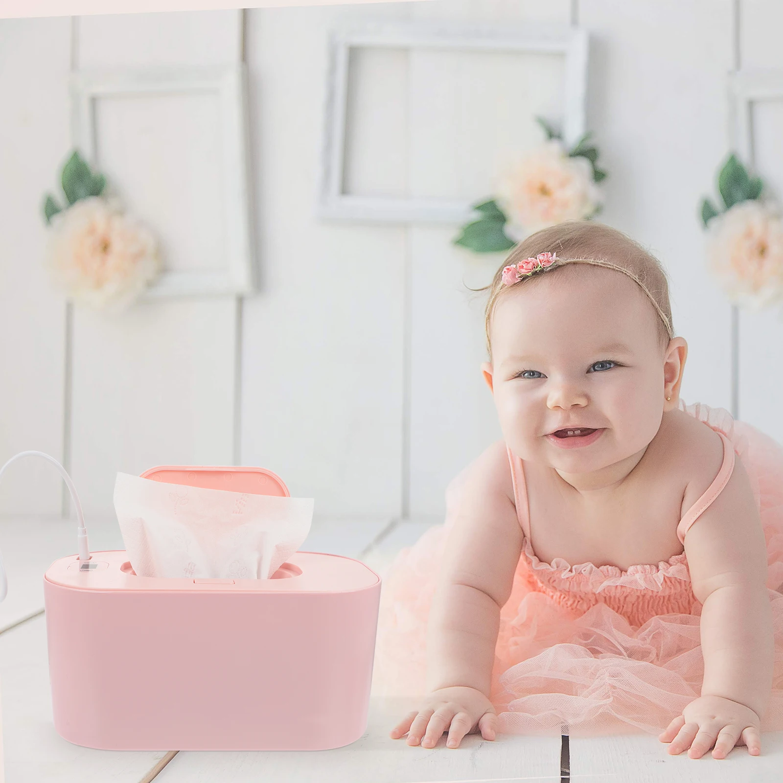 

Portable Baby Wet Wipes Dispenser Warmth Design ABS PP Material Low Power Adjustable Temperature Compatible Brands Travel Size