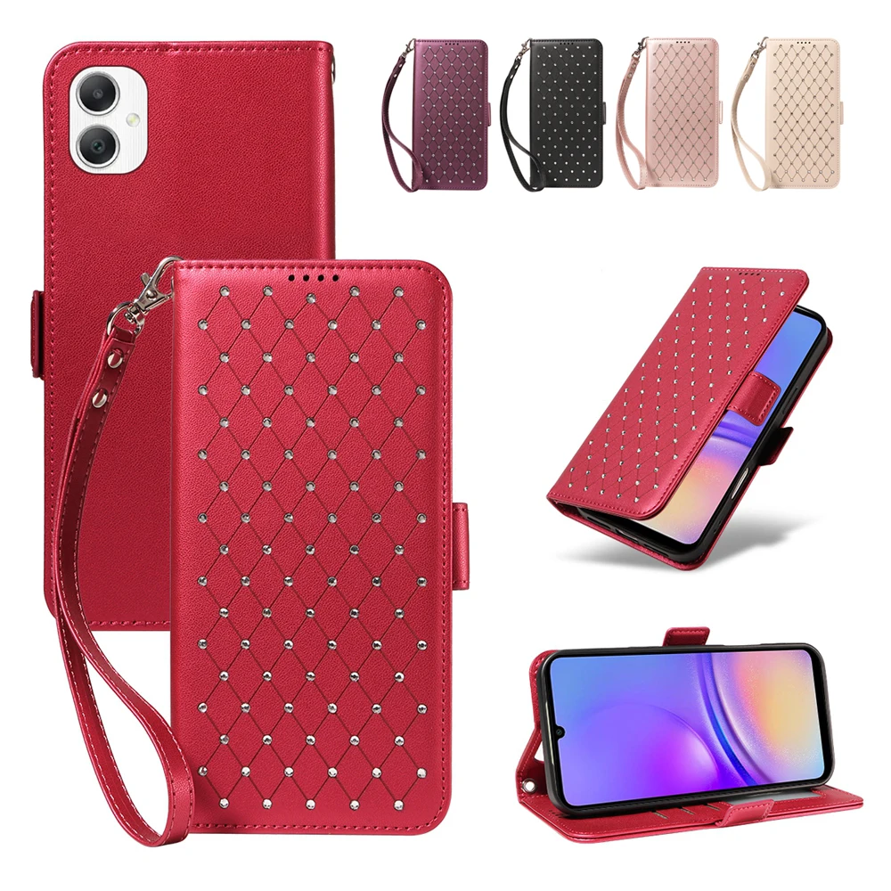 Artificial Diamond Leather Wallet Case for Samsung Galaxy A57 A56 A36 A26 A16 A07 A37 A15 A14 A13 A55 A35 A25 A05S A54 A34 Cover