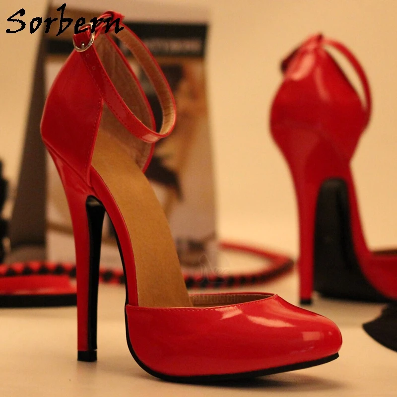 Sorbern 14Cm High Heel Two Piece Pump Shoes Women Stilettos Cute Round Toe Unisex Fetish Shoes Sissy Boy Party Heeled Custom