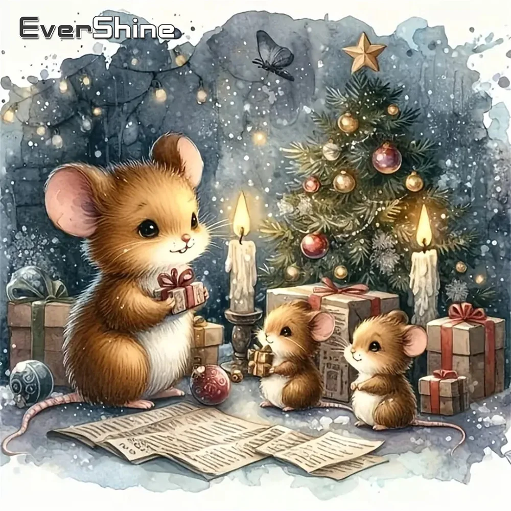 Evershine DIY Diamant Malerei Maus Tier Bild von Strass Stickerei Baum Acryl Handwerk Liefert Mosaik Weihnachtsgeschenke