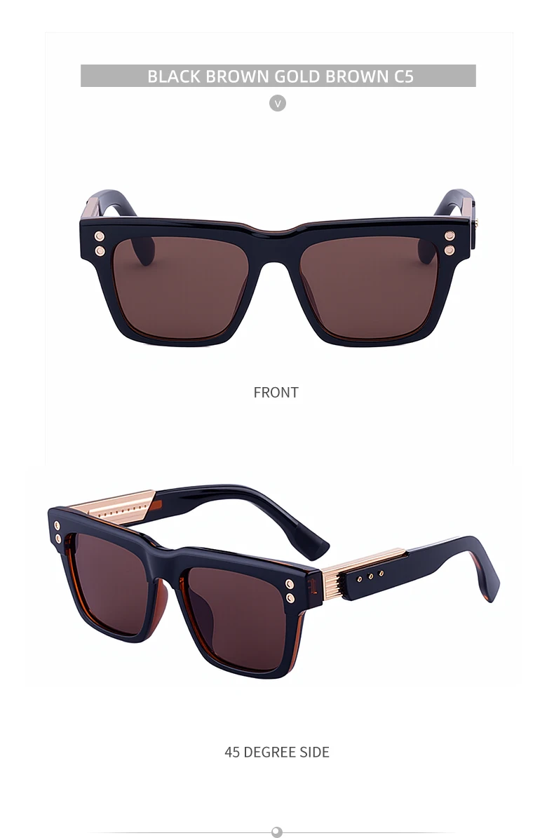 Polarisierte quadratische Steampunk-Sonnenbrille für Herren 2026 – Luxusmarke, Vintage, Oversized, für Outdoor und Autofahren, klassische Herrenbrille – Detail 16