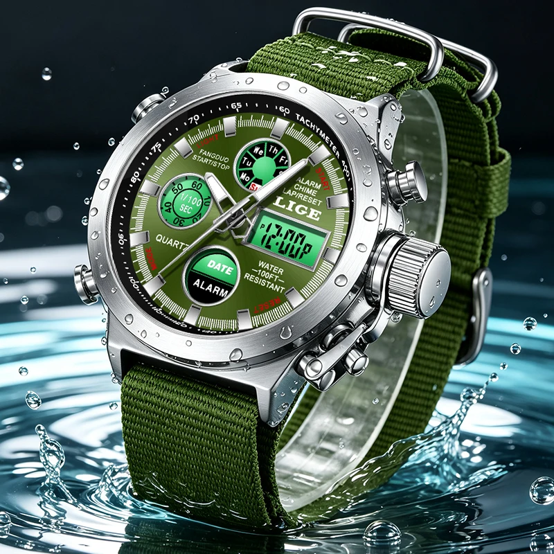 2026 LIGE New Men Watch Top Brand Luxury Analog Digital Watch Men Outdoor Military Sports Waterproof Quartz Wristwatches For Men