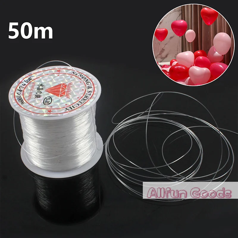 50m Clear Nylon Invisible Thread Fishing Wire Hanging Balloons Wire Jewelry Christmas Garland Thread Birthday Party Decoration