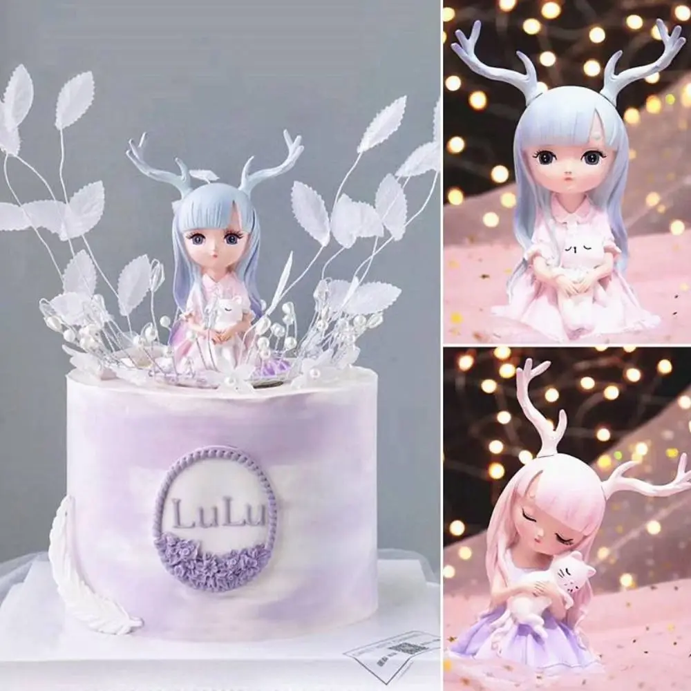 Fashion PVC Anime Figure Cake Topper Girl Barking Cake Decorate Colorful DIY Angel Cake Topper Home