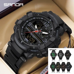 Sanda 6130 Led Digital Men Military Army Sport Quartz Watch Top Brand Luxury Led Waterproof Male Electronic Clock Gift Students