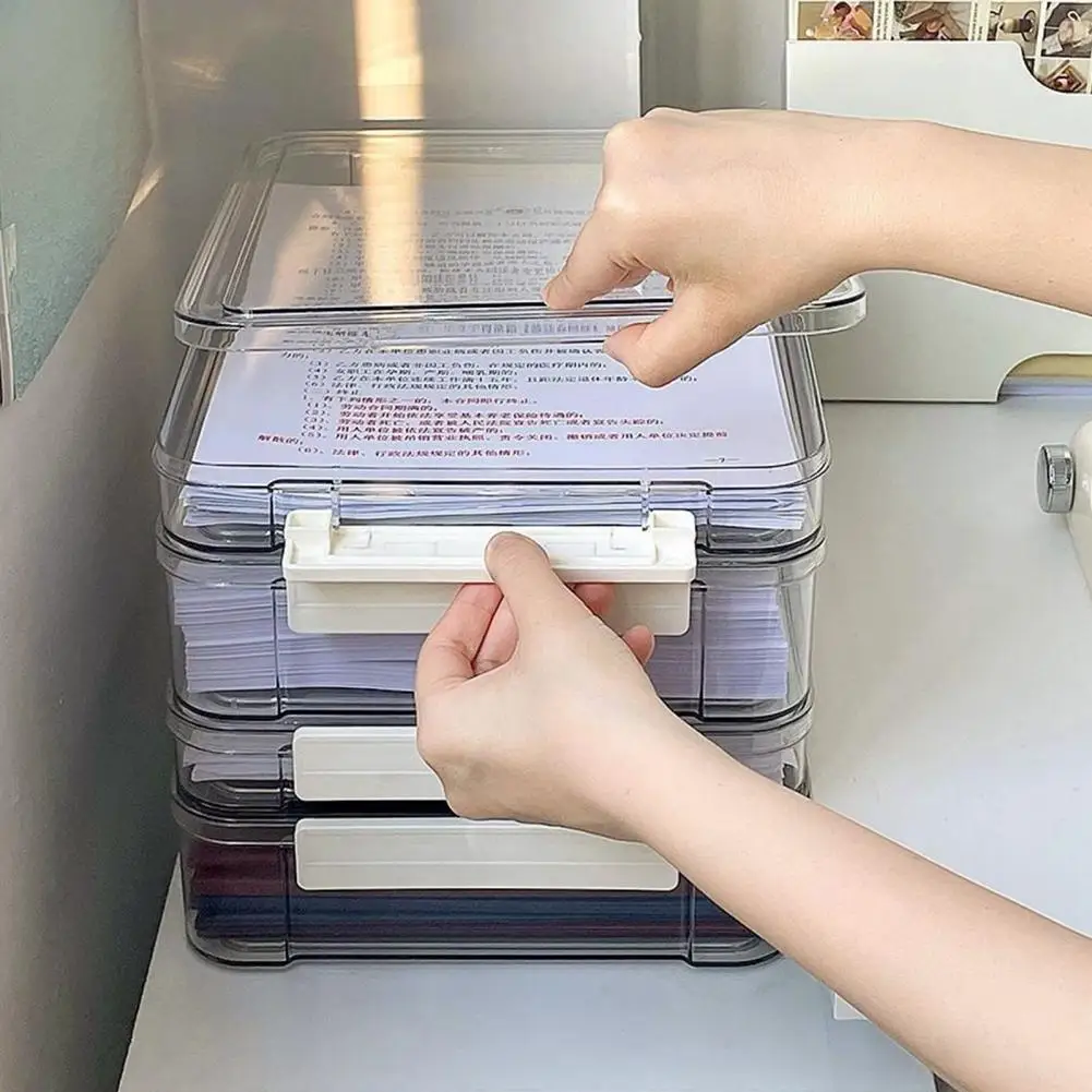 Transparent Storage Box File Document Organizer Dustproof Transparent Document Organizer Box with Comfortable Grip for Marriage