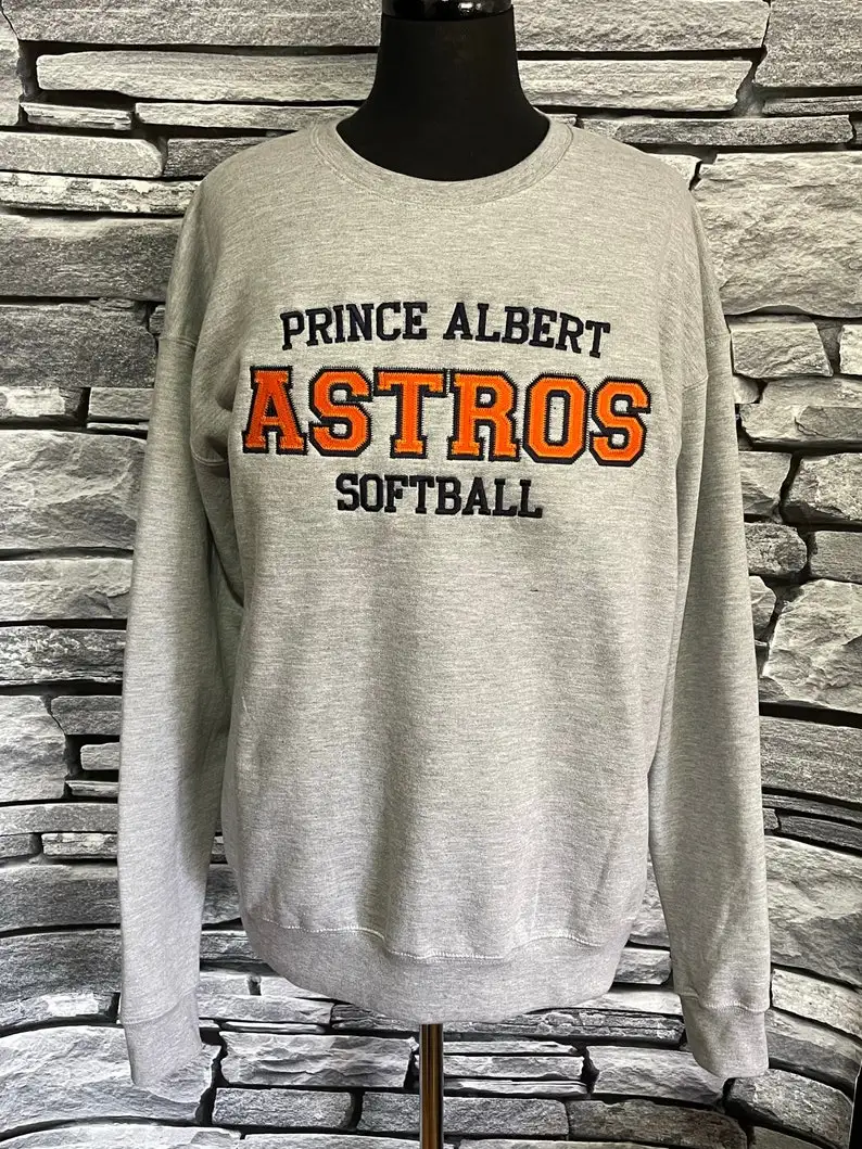 Custom Embroidery Applique Letter Sweatshirts Team School Spirit Text Slogan Shirt Vintage