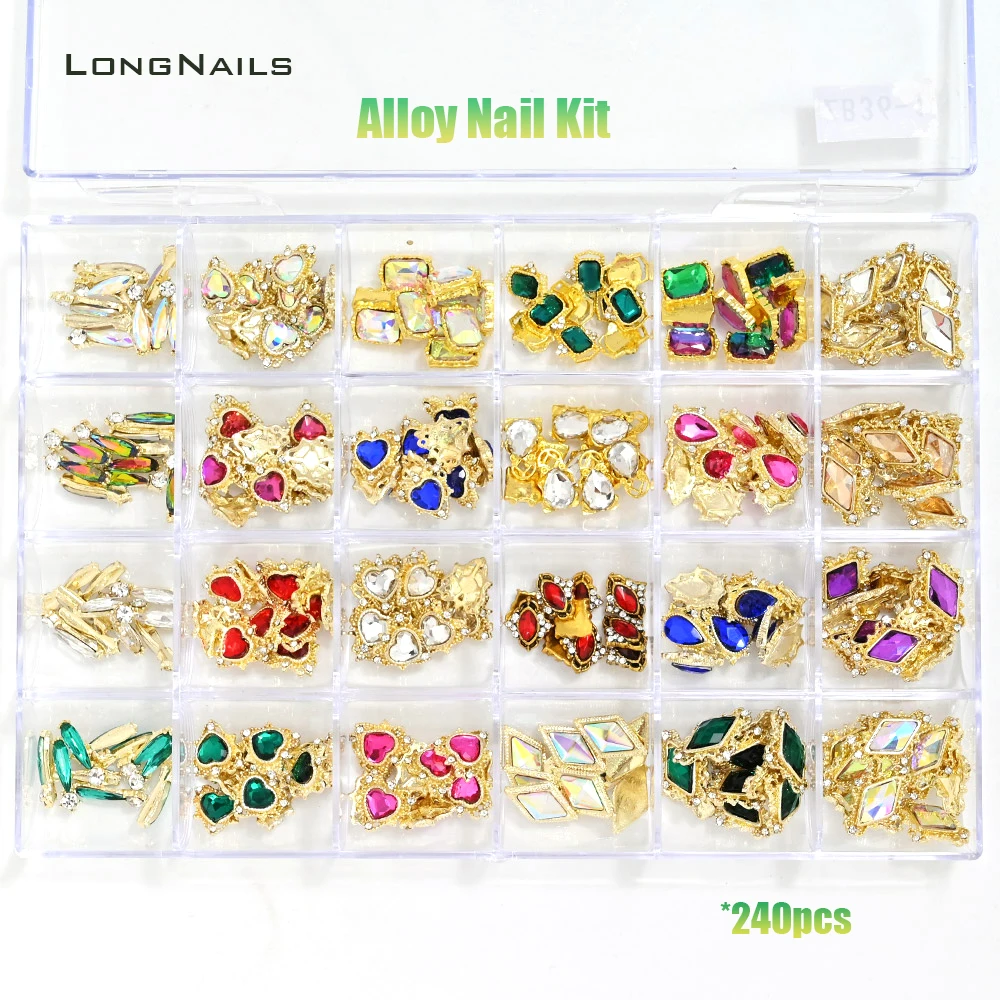 24*5/10pcs Alloy Nail Kit Luxury-Design Japanese Jewelry (Charms,Rivet,Dasiy, Bowknot, Diamond) Nail 3D Decors Gems Acces 3-10mm