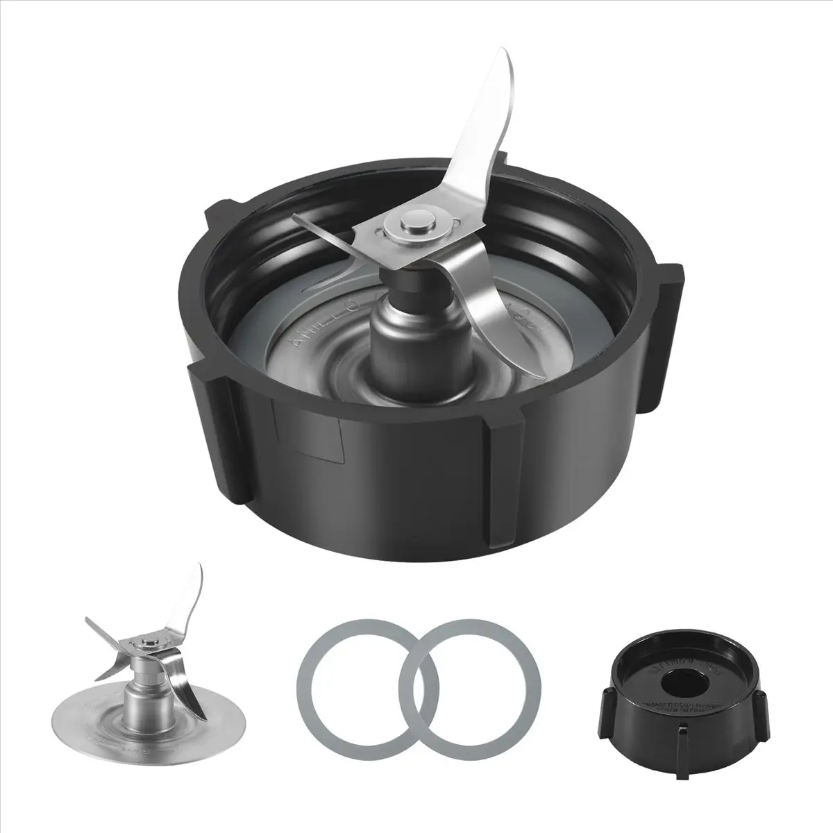 (ABUB) Replacement Parts for Oster Osterizer Blender, 4 Point Fusion Blades Assembly with 2 Piece Rubber Seal Gasket 4961