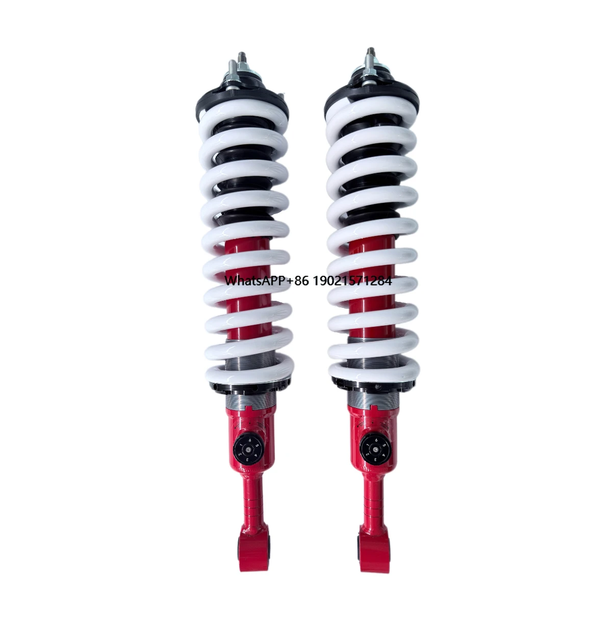 T9 6-Stage Adjustable Compression Shock Absorbers 2-Inch Lift 58mm Diameter Red Color for Front and Rear Vehicles