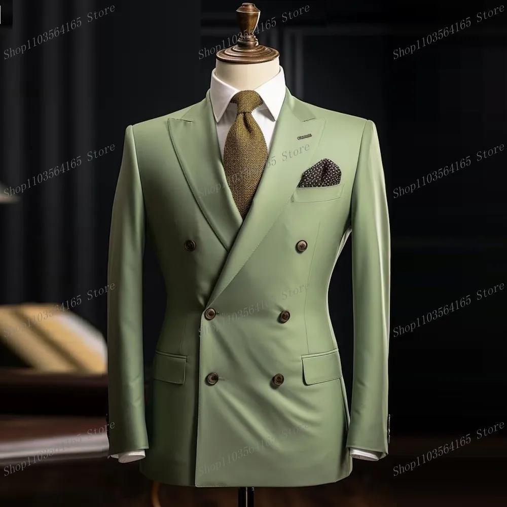 

New Light Green Men Blazer Business Formal Office Coat Casual Work Prom Single Jacket Wedding Party Fashion Male Suit A23