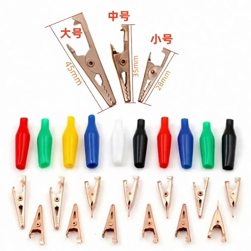 High Quality Copper Crocodile Clip Set Electrical Testing Leads For Circuit Debugging With Multicolor Protective Cover