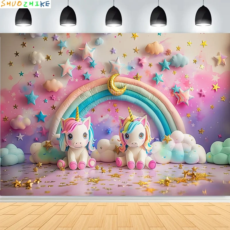 

Baby Shower Happy Birthday Party Photography Backdrops Newborn Kids Air Balloon Princess Tropical Jungle Photo Background BB-08