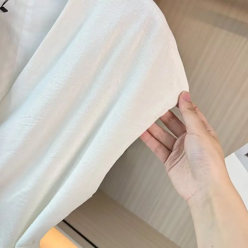 Maxdutti French Office Ladies Lazy Lace Up Waist Shirt Minimalist White Short-sleeved Blouse Women Tops Summer Suit