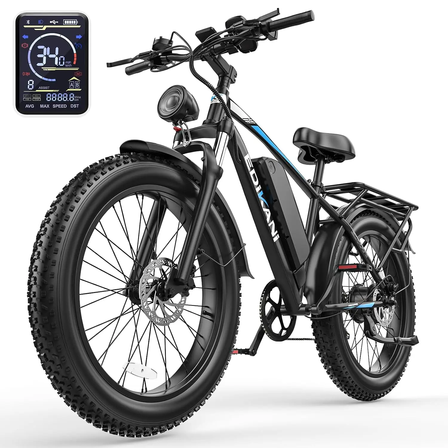 S01 26" Electric Bike for Adults, Peak 2000W 34MPH Fast E Bike for Men, 1104WH 100 Miles Fat Tire Ebike for Adults, Custom