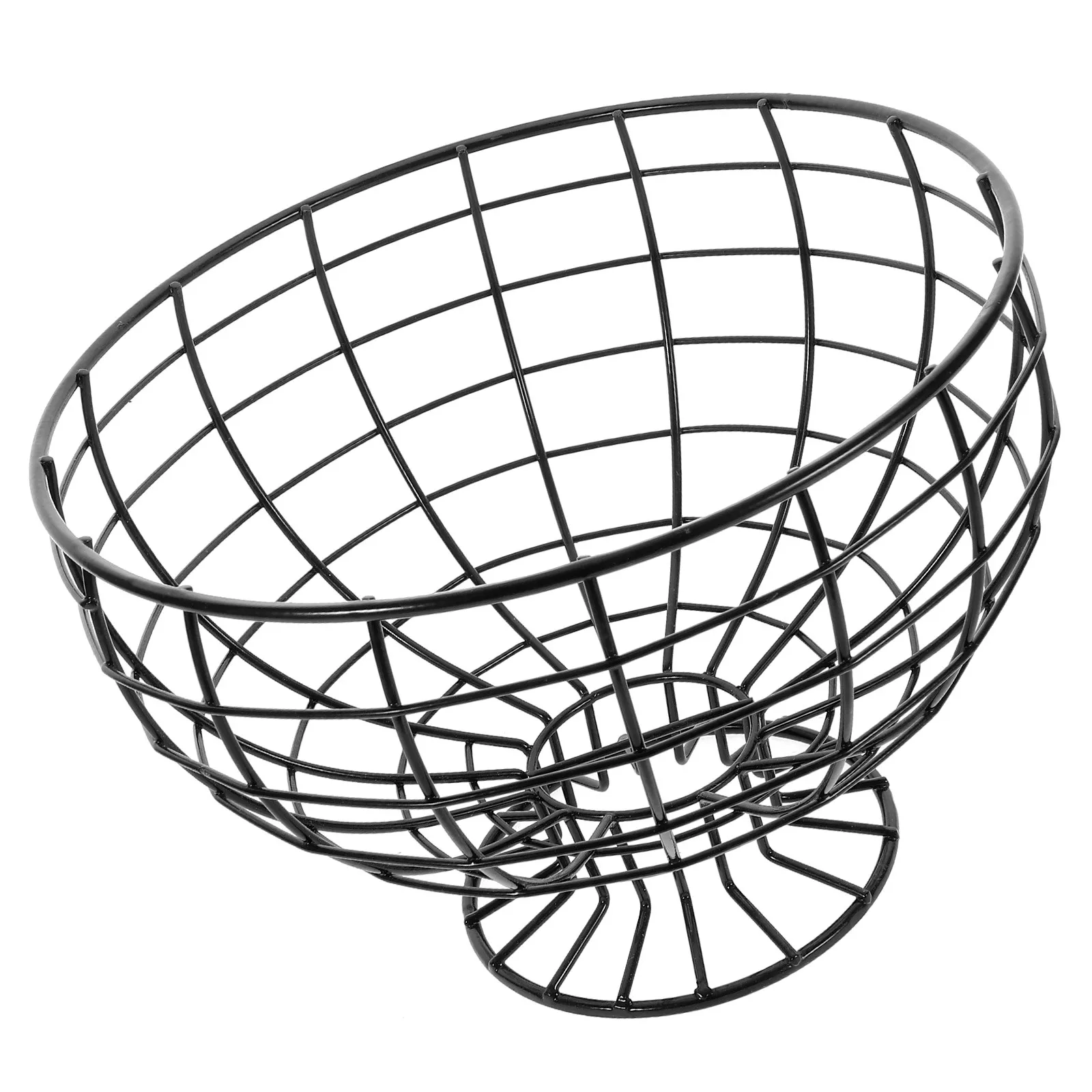 Metal Wire Fruit Basket Round Cup Shaped Large Capacity Rust Resistant Sturdy Steel Wire Fruit Bowl Nordic Farmhouse Style