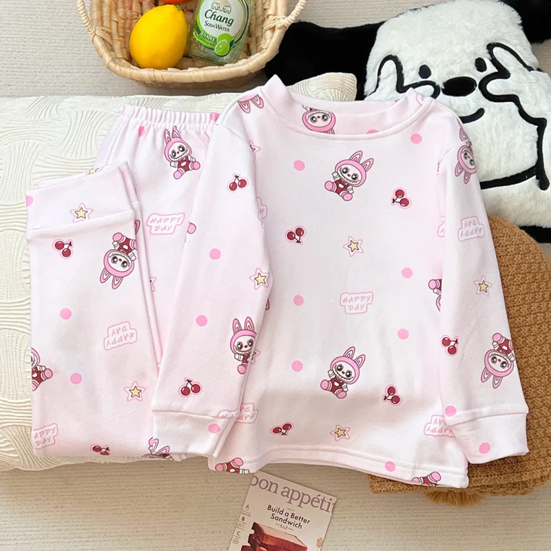 2026 سانريو بيكاتشو ملابس نوم مخملية دافئة للأطفال خريف/شتاء سراويل طويلة الأكمام للأطفال مجموعة ملابس منزلية سميكة ودافئة