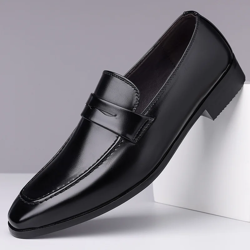 

Spring Autumn New Designer Leather Shoes for Men Solid Color Fashion Casual Dress Shoes Male Big Size Soft Sole Loafers Man