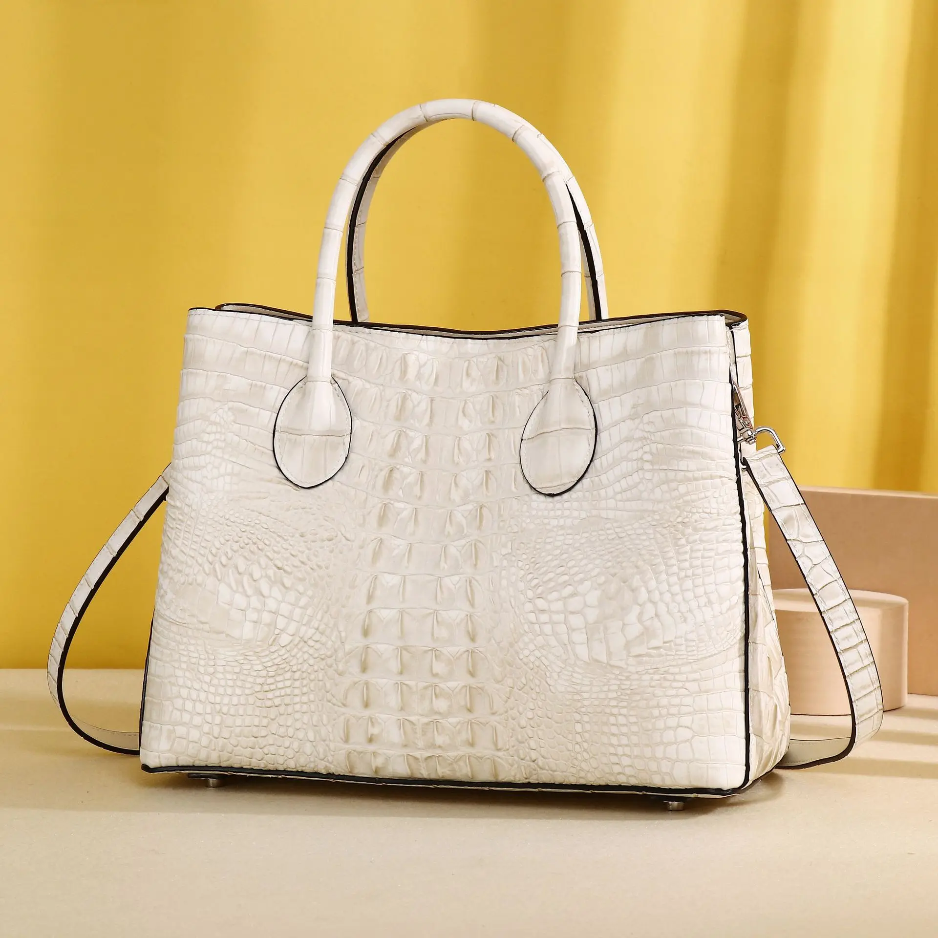 2026 New Fashion Alligator Pattern Women Handbags European Cow Genuine Leather Shoulder Female Girl Brand Luxury Crossbody Bag