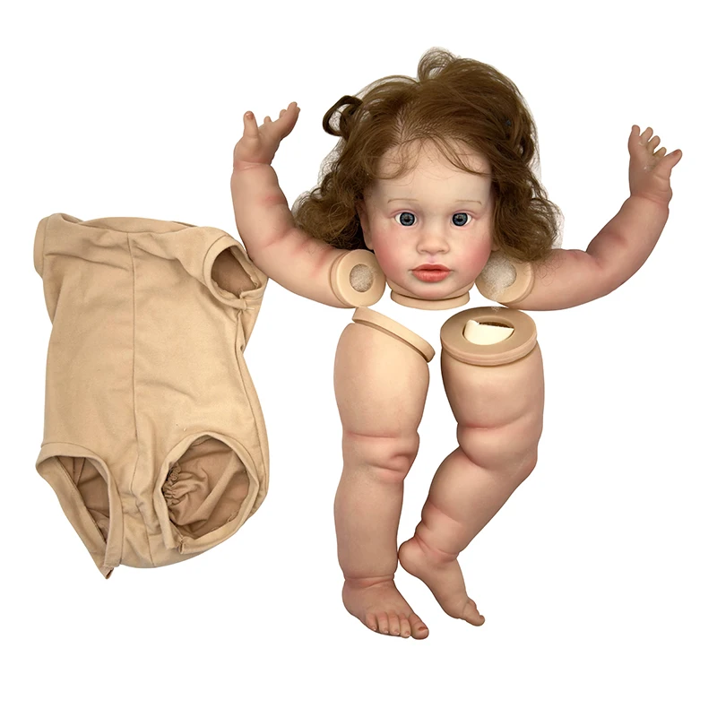 Kit de muñeca Reborn de 26 pulgadas y 66cm, piezas de muñeca sin terminar pintadas de tacto suave Pippa con tela para el cuerpo y ojos