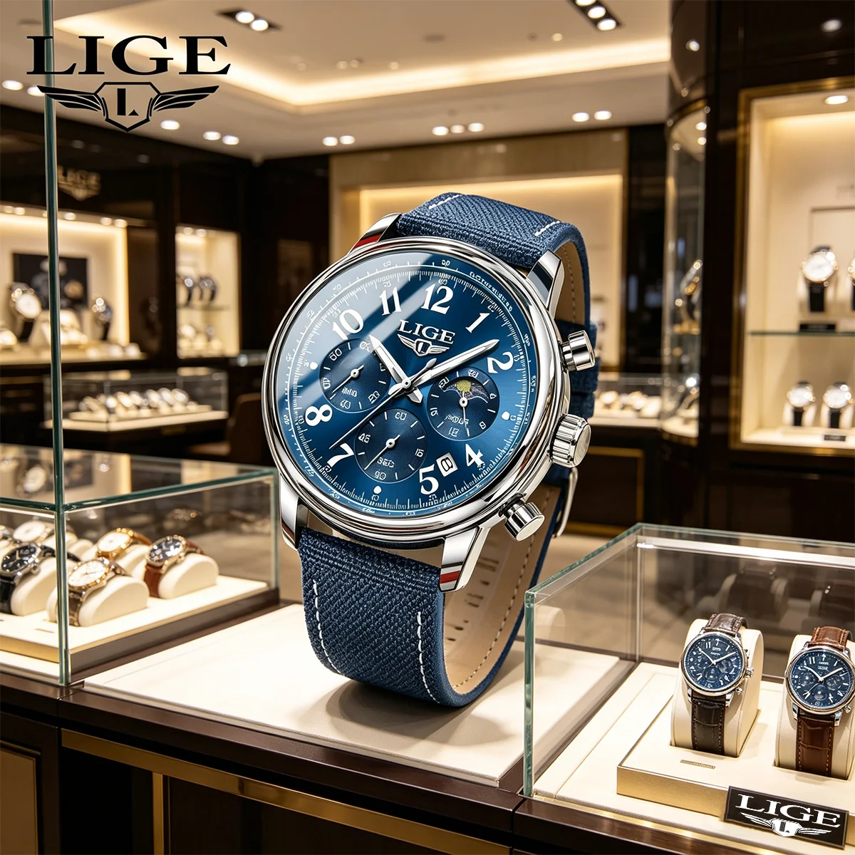 

LIGE New Military Watch for Man Leather Sports Waterproof Luminous Chronograph Date Men's Luxury Watches Quartz Nylon Men Clock