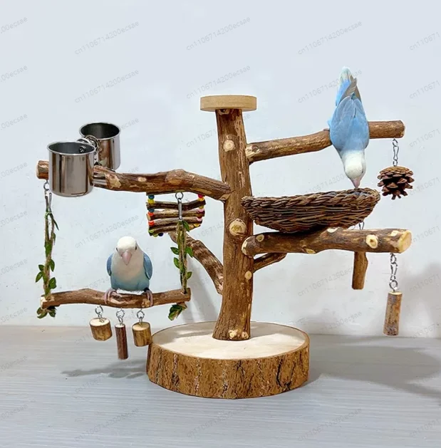 Parrot Station Stand Tree Branch Bird Floor-to-ceiling Training Log  Pole Platform Swing Cage