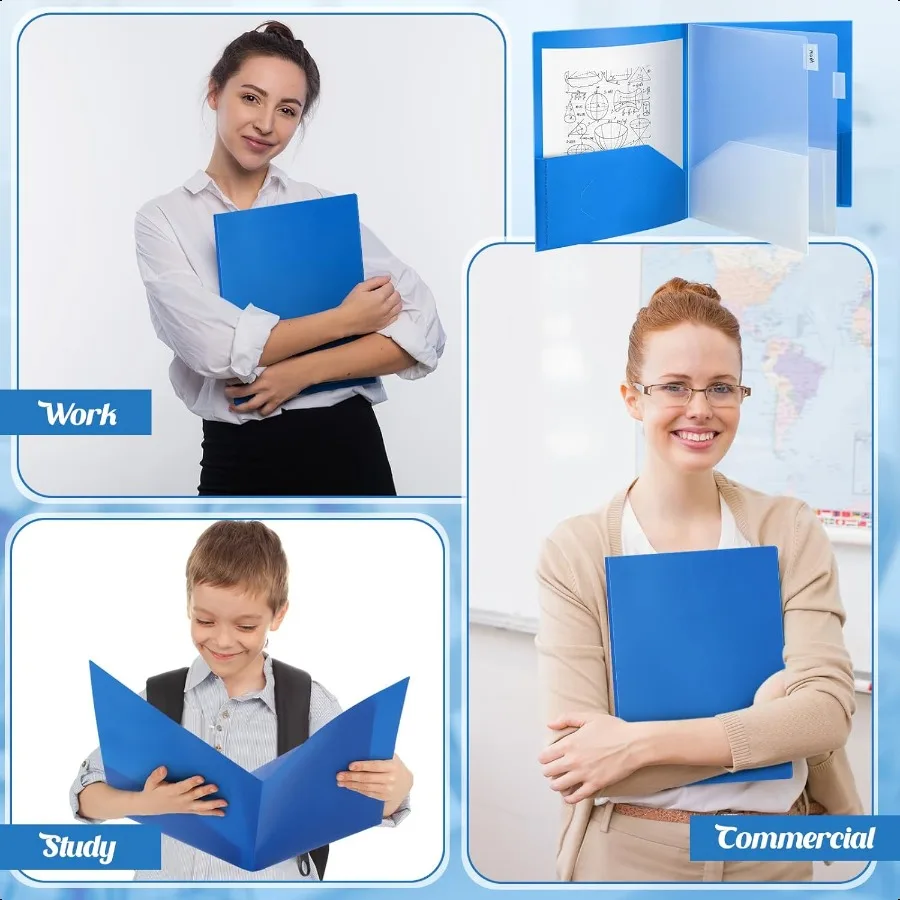 Cartelle multitasche in plastica resistente da 8 pezzi Cartelle organizer tascabili con tasche per ufficio, aula, busin, 6 tasche